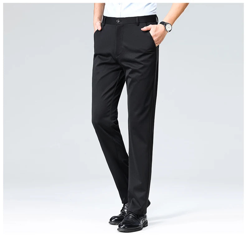 Classic Gentleman Tailor Dress Pants + Leather Dress Belt