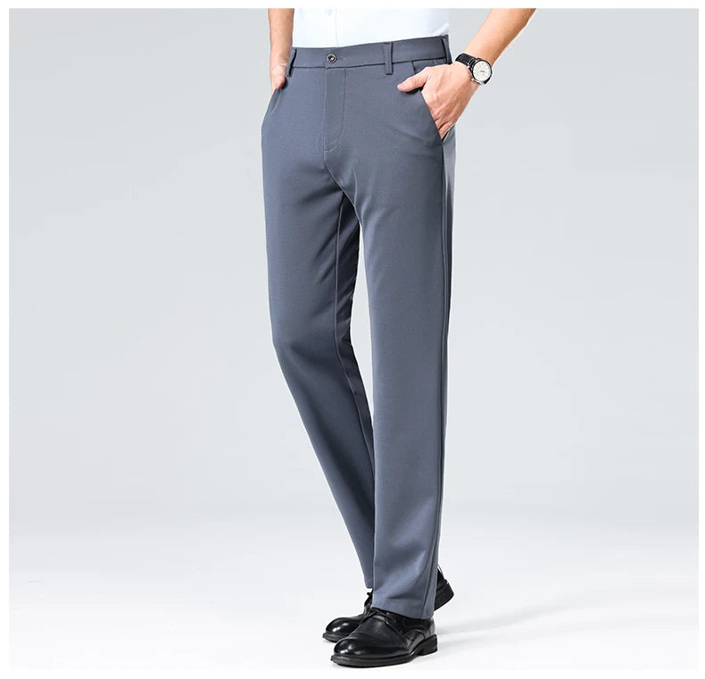 Classic Gentleman Tailor Dress Pants + Leather Dress Belt