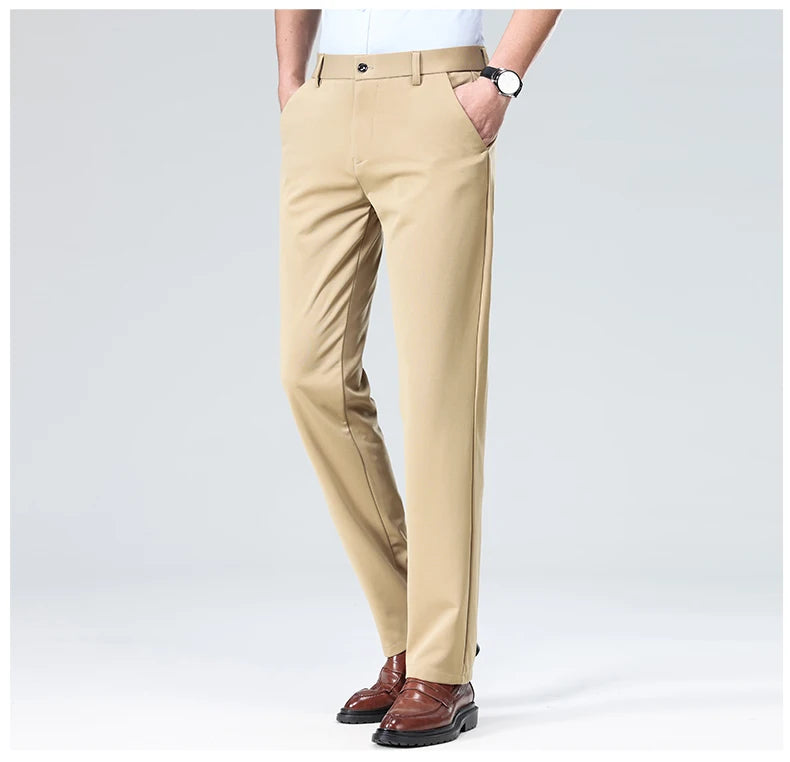 Classic Gentleman Tailor Dress Pants + Leather Dress Belt