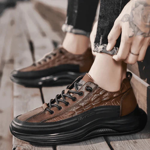Men's crocodile leather sneakers + socks + Gift Watch