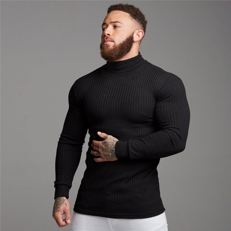 Cacharrel Men's Long Sleeve Ribbed High Neck