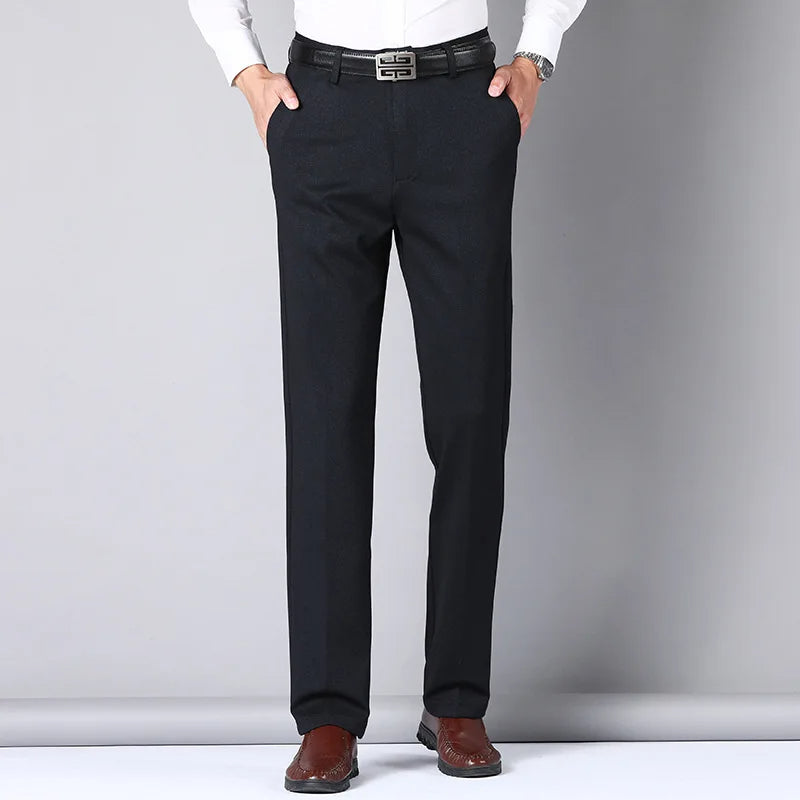 Classic Gentleman Tailor Dress Pants + Leather Dress Belt