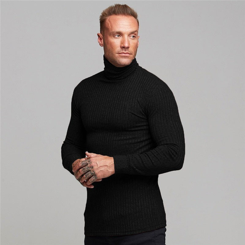 Cacharrel Men's Long Sleeve Ribbed High Neck