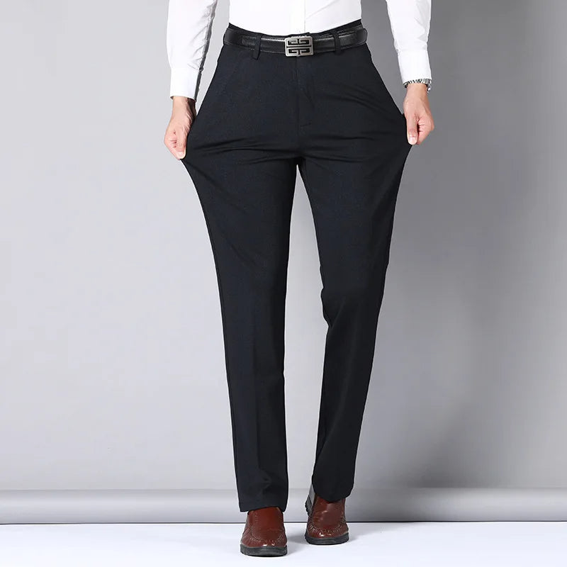 Classic Gentleman Tailor Dress Pants + Leather Dress Belt