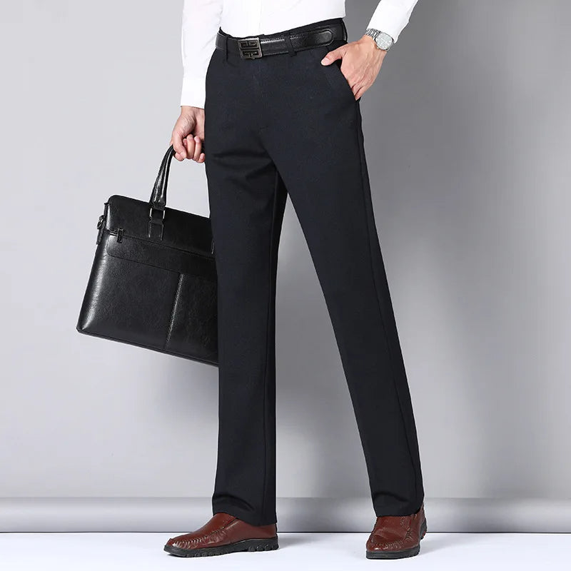 Classic Gentleman Tailor Dress Pants + Leather Dress Belt