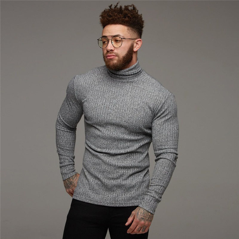 Cacharrel Men's Long Sleeve Ribbed High Neck