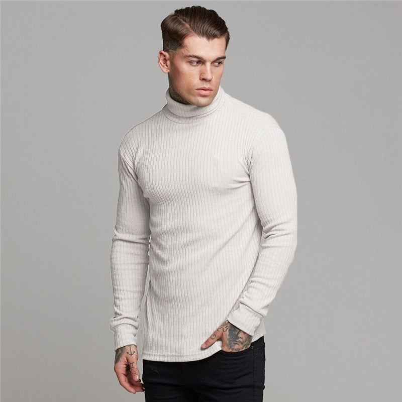 Cacharrel Men's Long Sleeve Ribbed High Neck