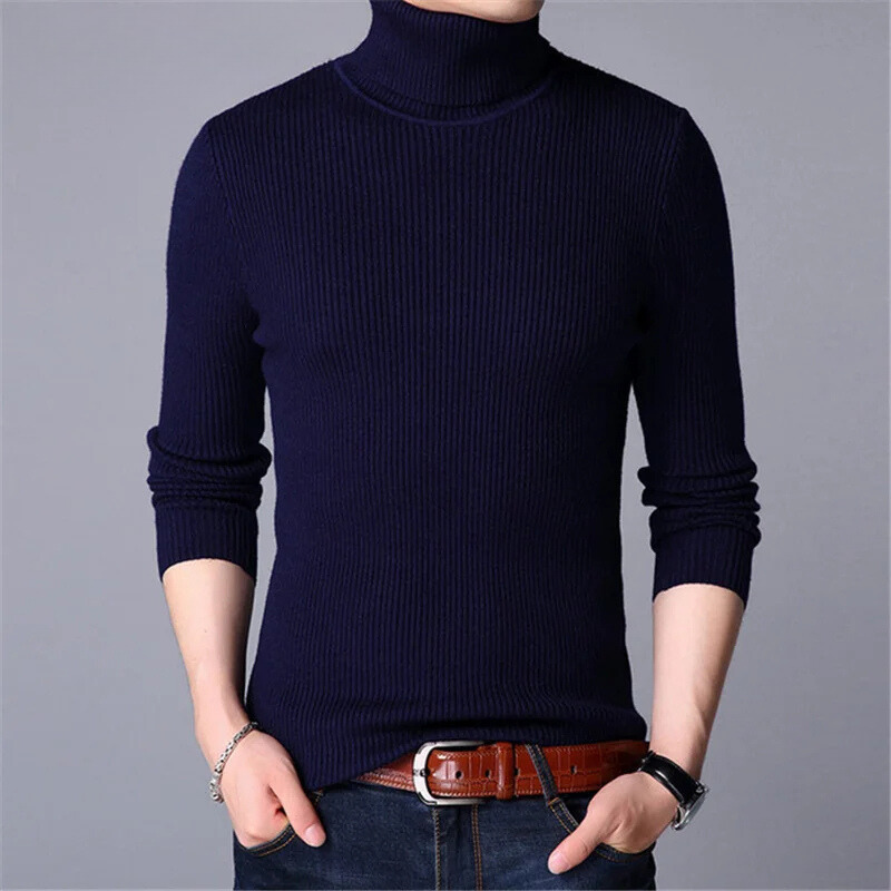 Cacharrel Men's Long Sleeve Ribbed High Neck